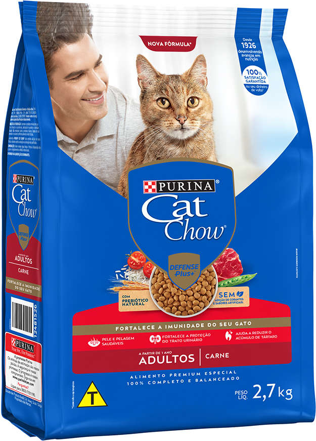 Ração Nestlé Purina Cat Chow Adultos Defense Plus Carne - 2,7Kg