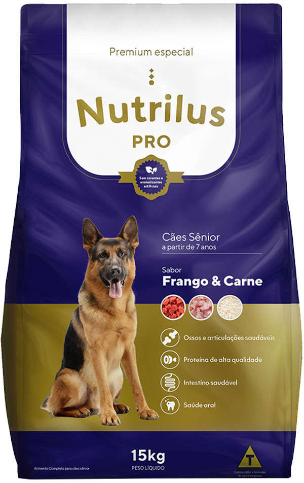 Ração Nutrilus Pro+ Frango & Carne para Cães Sênior - 15Kg