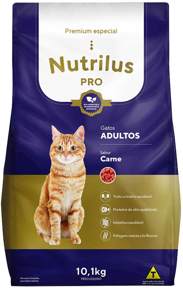 Ração Nutrilus Pro+ Carne para Gatos Adultos - 10,1Kg