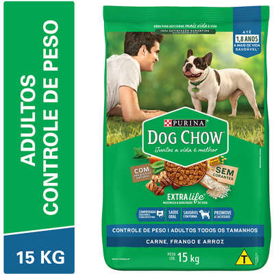 Ração Seca Nestlé Purina Dog Chow Controle de Peso Carne, Frango e Arroz para Cães Adultos Todos os Tamanhos