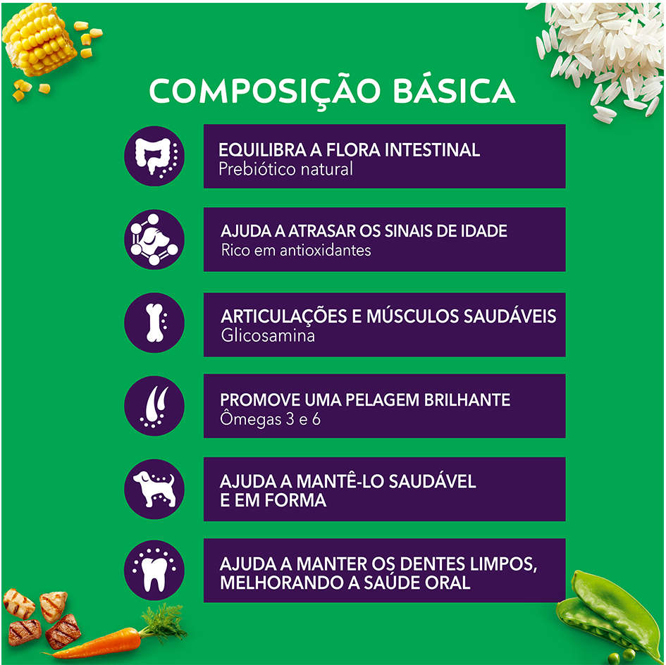 Ração Seca Nestlé Purina Dog Chow Extra Life Carne, Frango e Arroz Cães Adulto 7+ Todas as Raças - 15Kg