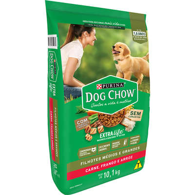 Ração Seca Nestlé Purina Dog Chow Extra Life Carne, Frango e Arroz Cães Filhotes Todas as Raça