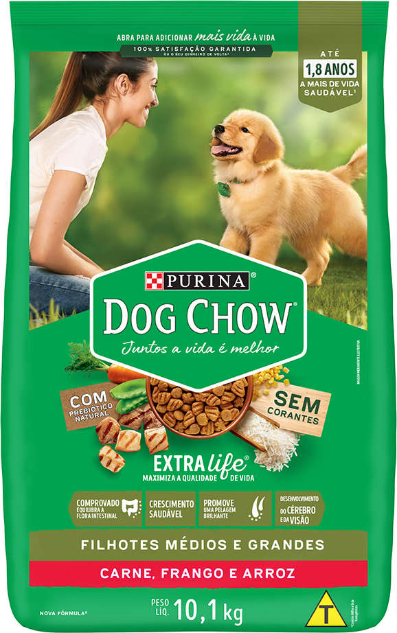 Ração Seca Nestlé Purina Dog Chow Extra Life Carne, Frango e Arroz Cães Filhotes Todas as Raças - 10,1Kg