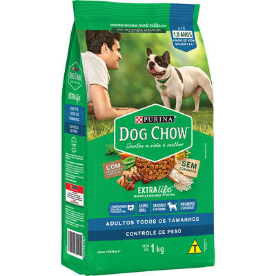 Ração Seca Nestlé Purina Dog Chow Controle de Peso Carne, Frango e Arroz para Cães Adultos Todos os Tamanhos