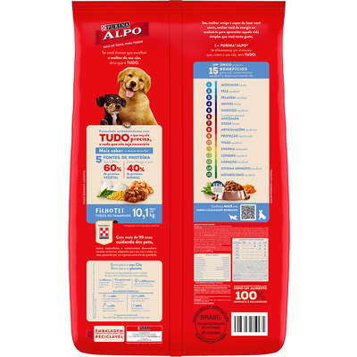 Ração Seca Nestlé Purina Alpo Carne, Frango, Cereais, Vegetais e Leite para Cães Filhotes
