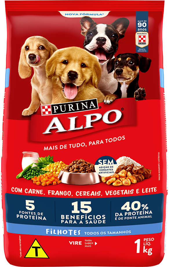 Ração Seca Nestlé Purina Alpo Carne, Frango, Cereais, Vegetais e Leite para Cães Filhotes - 1Kg