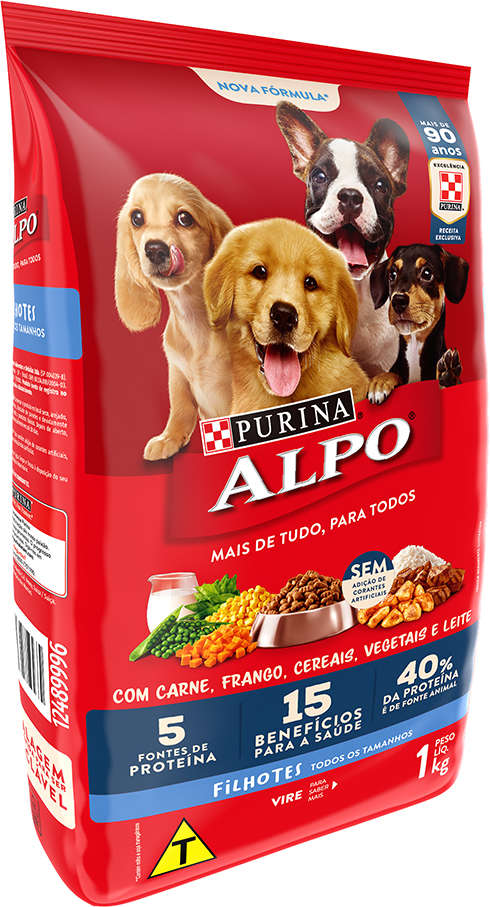Ração Seca Nestlé Purina Alpo Carne, Frango, Cereais, Vegetais e Leite para Cães Filhotes - 1Kg