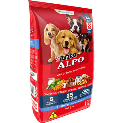 Ração Seca Nestlé Purina Alpo Carne, Frango, Cereais, Vegetais e Leite para Cães Filhotes