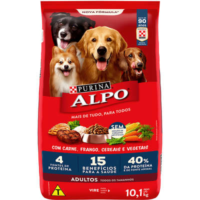 Ração Seca Nestlé Purina Alpo Carne, Frango, Cereais e Vegetais para Cães Adultos