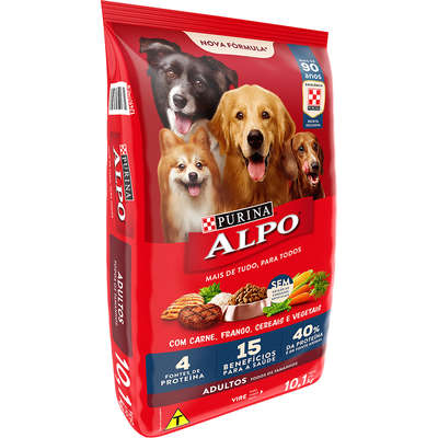 Ração Seca Nestlé Purina Alpo Carne, Frango, Cereais e Vegetais para Cães Adultos