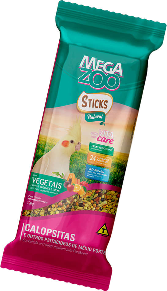 Sticks Natural Megazoo Sabor Vegetais para Calopsita - 120 g
