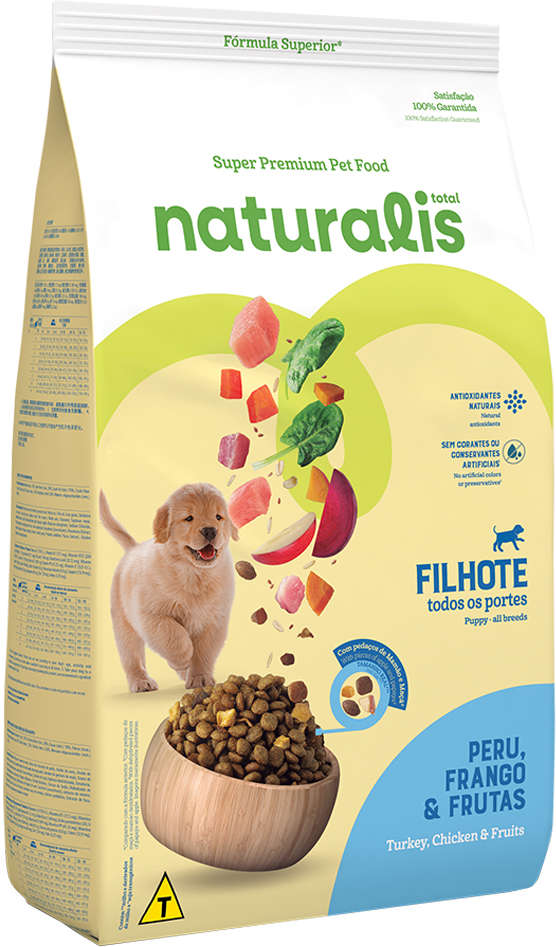 Ração Seca Total Naturalis Peru, Frango e Frutas para Cães Filhotes - 2,5Kg