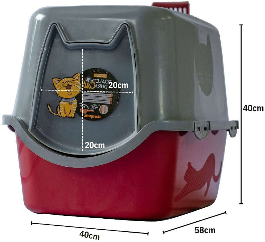 Banheiro Sanitário Durapets Toalete Vermelho para Gatos - Tam. Único