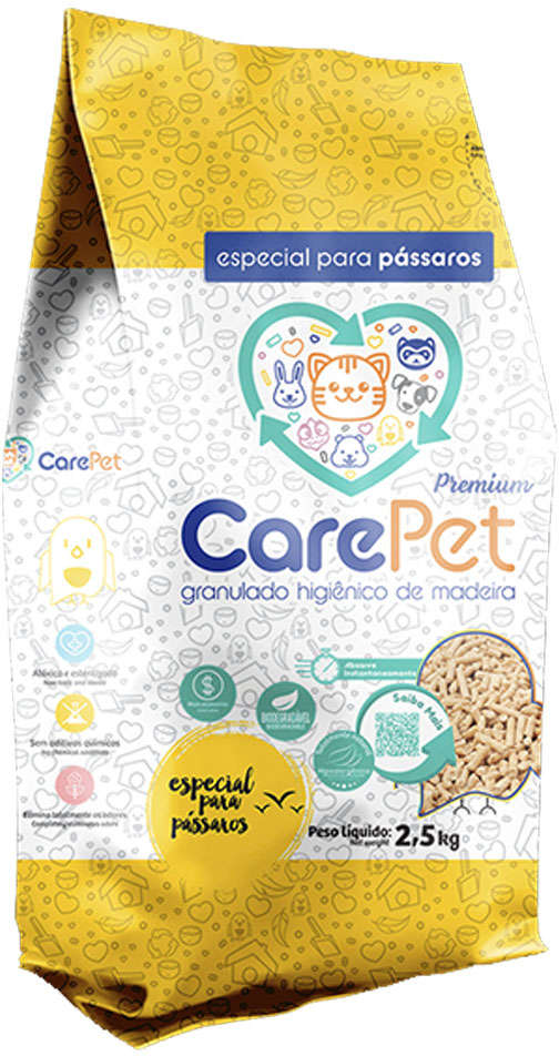 Granulado Higiênico de Madeira CarePet Premium Especial para Pássaros - 2,5Kg