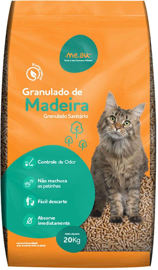 Granulado de Madeira Meau para Gatos - 20Kg