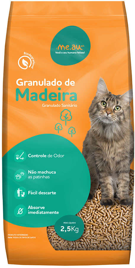 Granulado de Madeira Meau para Gatos - 2,5Kg