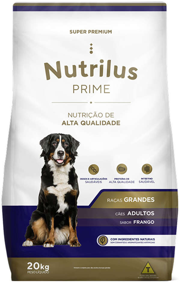 Ração Nutrilus Prime Frango para Cães Adultos de Raças Grandes - 20Kg