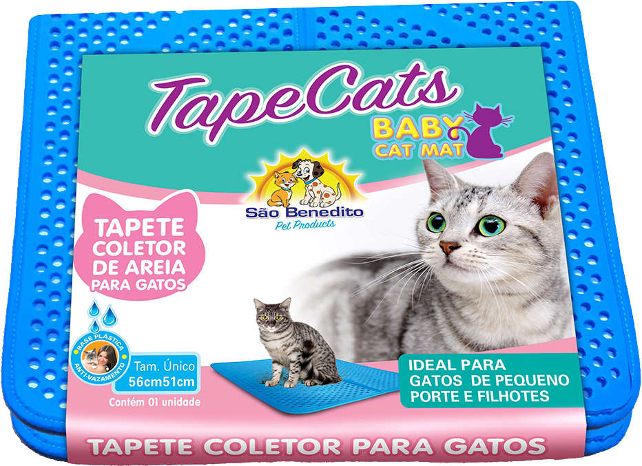Tapete Sanitário São Benedito Pet Coletor de Areia TapeCats Azul para Gatos Pequeno Porte - Tam. Único