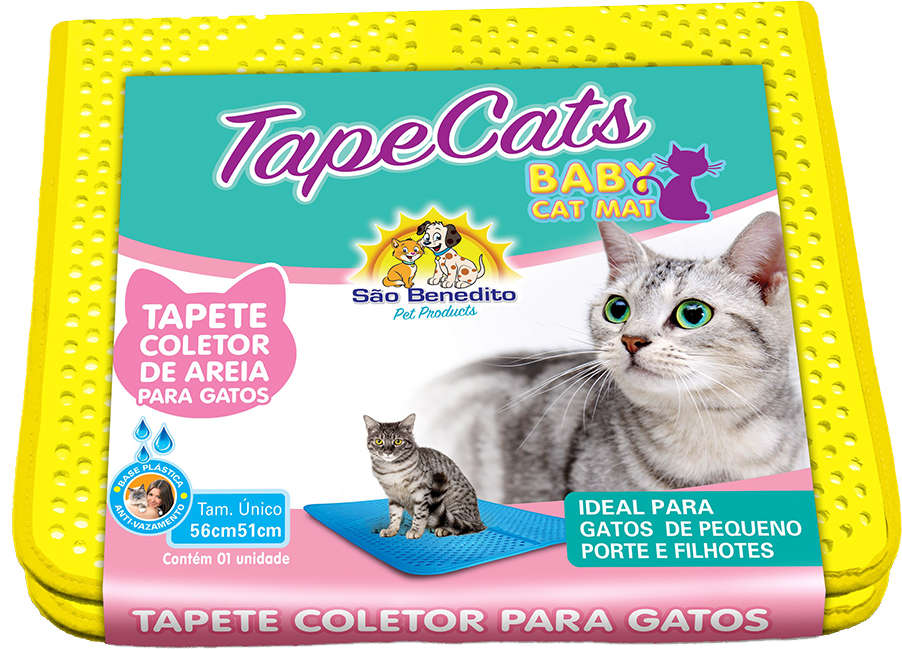 Tapete Sanitário São Benedito Pet Coletor de Areia TapeCats Amarelo para Gatos Pequeno Porte - Tam. Único