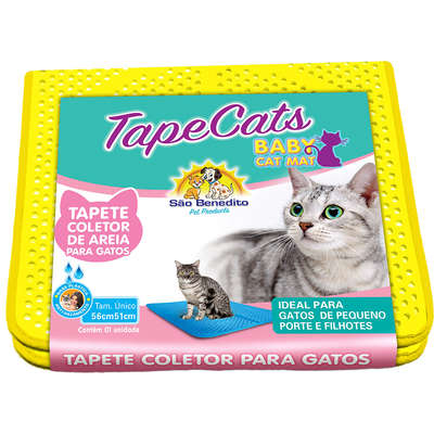 Tapete Sanitário São Benedito Pet Coletor de Areia TapeCats Amarelo para Gatos Pequeno Porte