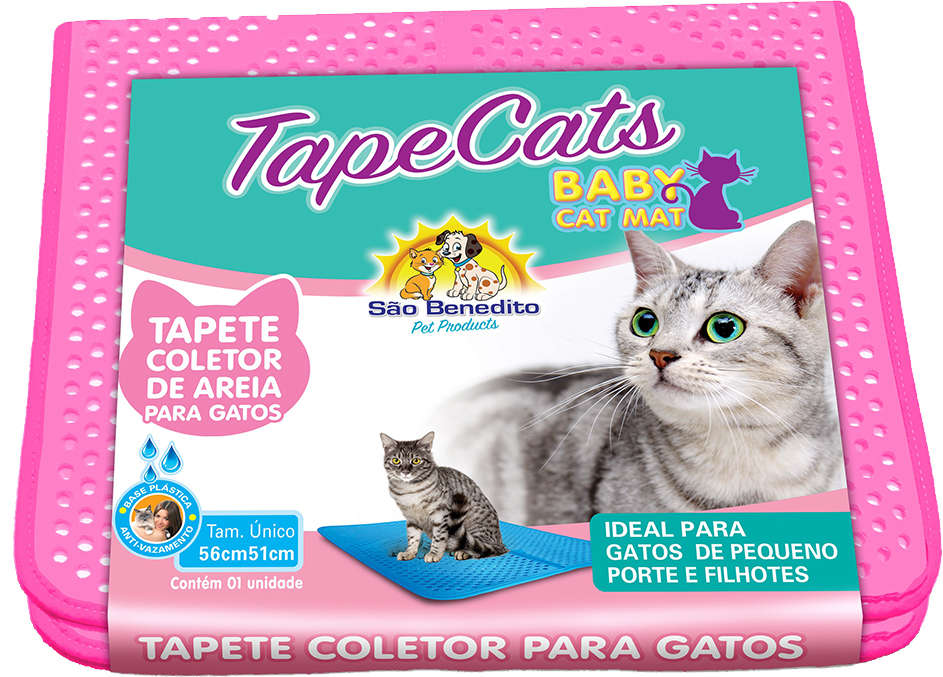 Tapete Sanitário São Benedito Pet Coletor de Areia TapeCats Rosa para Gatos Pequeno Porte - Tam. Único