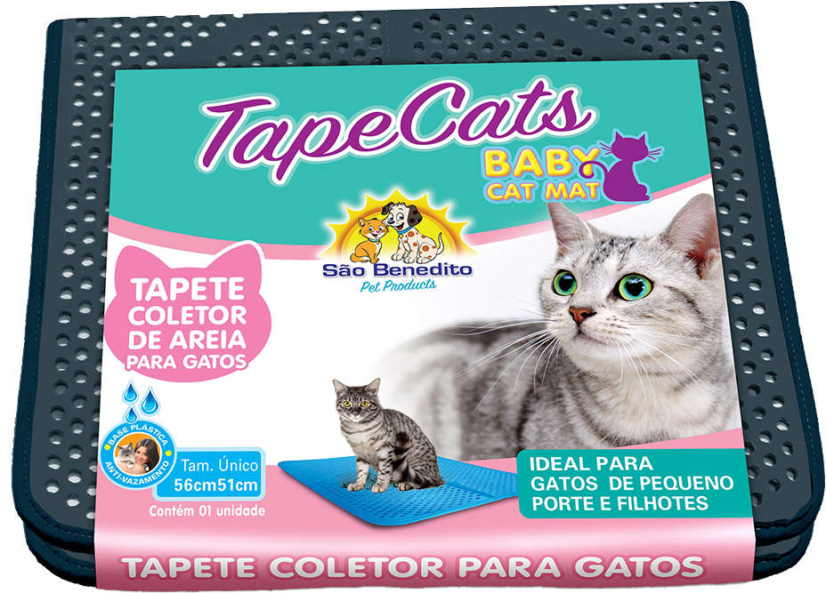 Tapete Sanitário São Benedito Pet Coletor de Areia TapeCats Preto para Gatos Pequeno Porte - Tam. Único