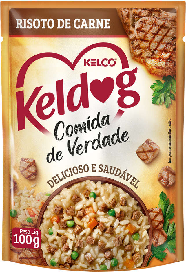 Ração Úmida Keldog Sachê Comida de Verdade Risoto de Carne para Cães - 100 g - 60 Unidades