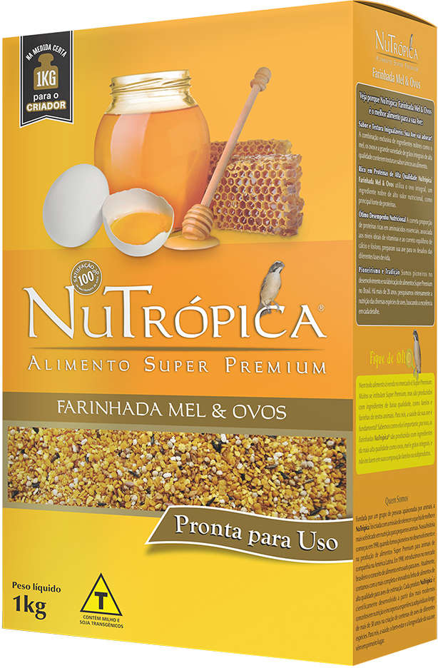 Ração Seca Farinhada Nutrópica Mel e Ovos para Pássaros - 1Kg