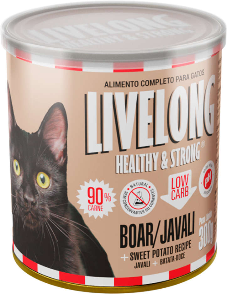 Alimento Natural Livelong Javali para Gatos - 300 g