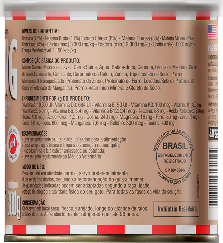 Alimento Natural Livelong Javali para Gatos - 300 g