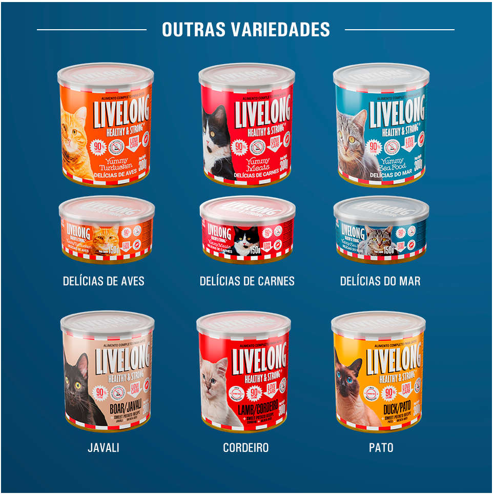 Alimento Natural Livelong Javali para Gatos - 300 g