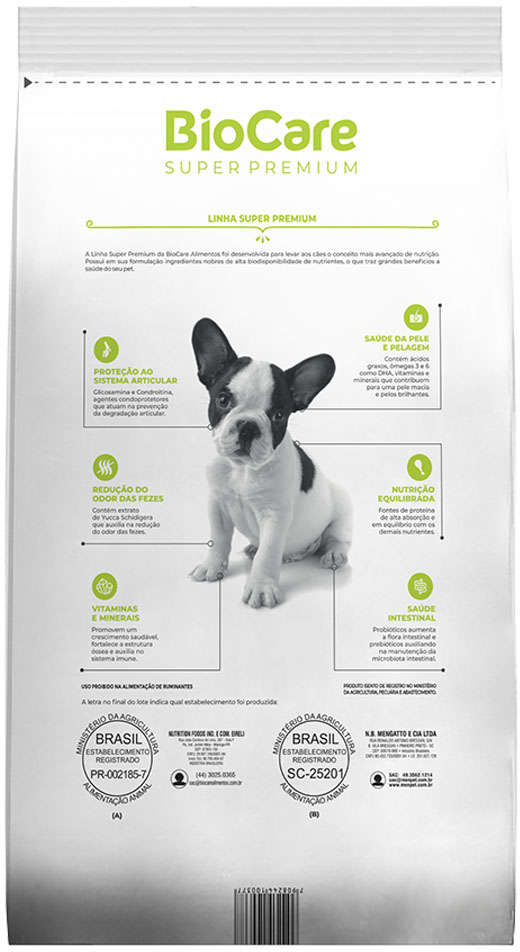 Ração Seca Biocare Super Premium para Cães Filhotes de Mini e Pequeno Porte - 10,1Kg