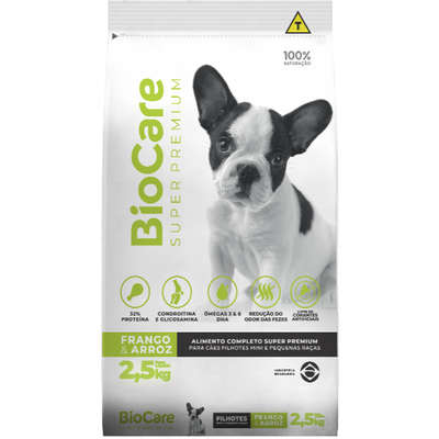 Ração Seca Biocare Super Premium Frango e Arroz para Cães Filhotes de Mini e Pequeno Porte