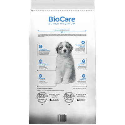 Ração Seca Biocare Super Premium Frango e Arroz para Cães Filhotes de Porte Médio e Grande