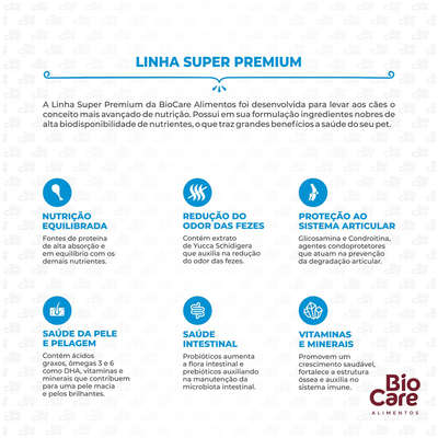 Ração Seca Biocare Super Premium Frango e Arroz para Cães Filhotes de Porte Médio e Grande
