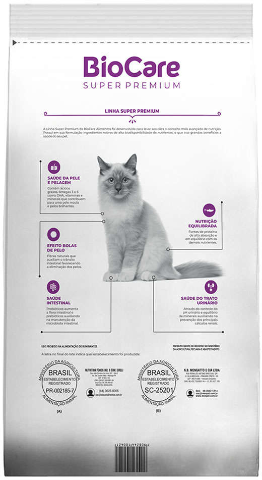 Ração Seca Biocare Super Premium Salmão para Gatos Adultos - 2,5Kg