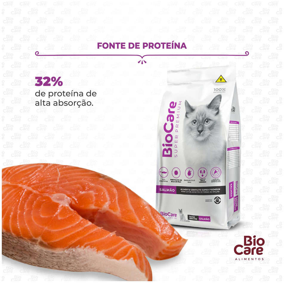 Ração Seca Biocare Super Premium Salmão para Gatos Adultos - 2,5Kg
