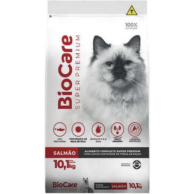 Ração Seca Biocare Super Premium Salmão para Gatos Castrados”