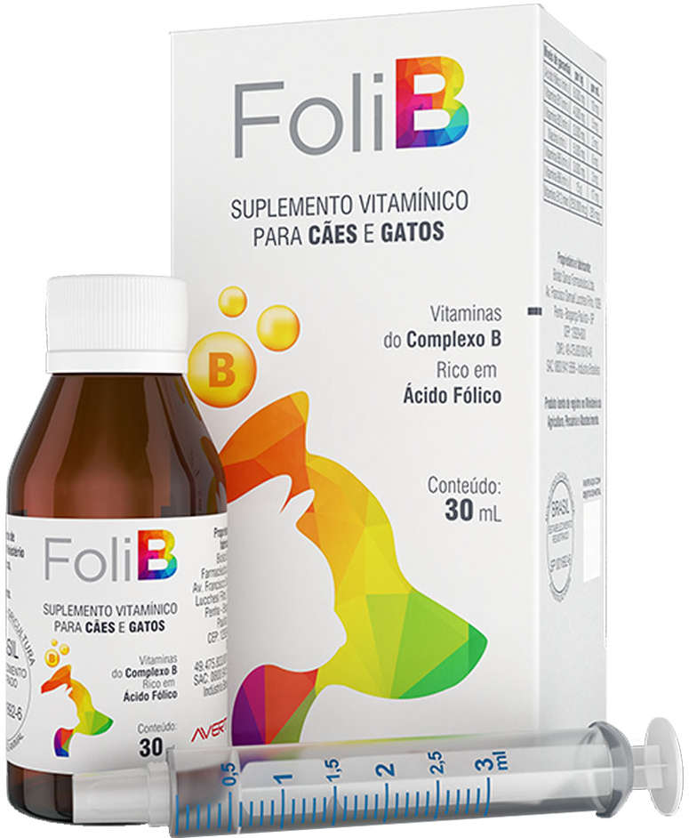 Suplemento Vitamínico Avert Foli B para Cães e Gatos - 30 mL