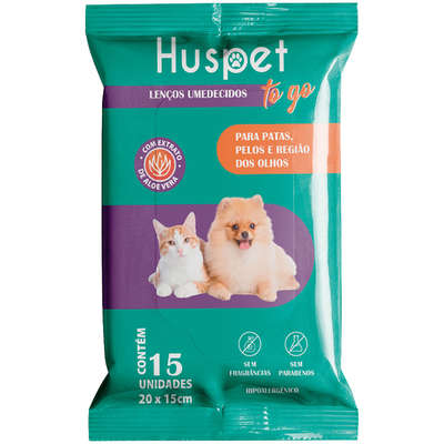 Lenço Umedecido Huspet para Cães e Gatos