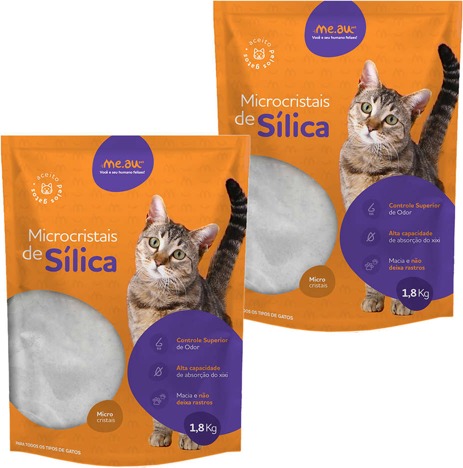 Areia Sílica Meau Microcristais para Gatos - 3,6kg (2 unidades de 1,8kg)