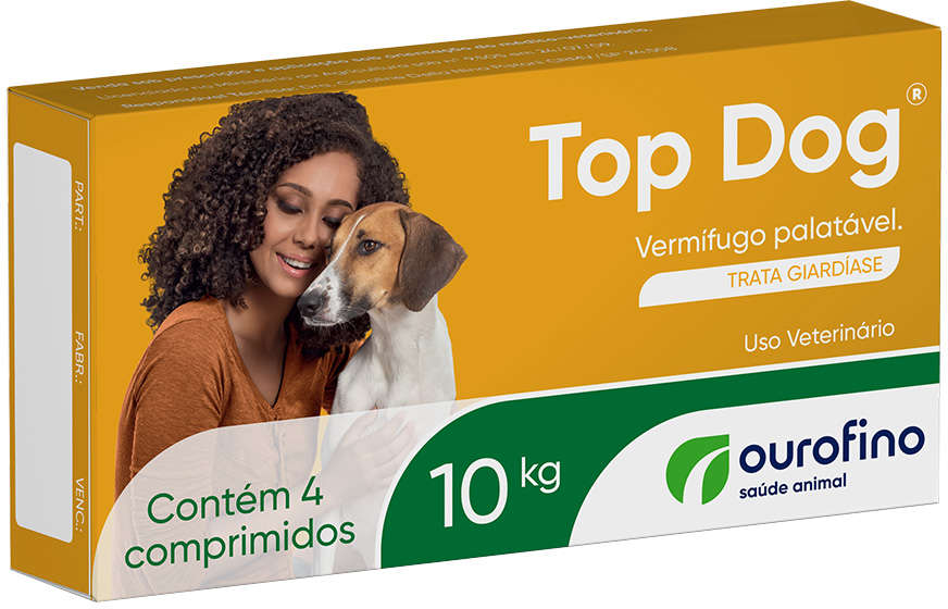 Vermifugo Ourofino Top Dog para Cães de até 10Kg - 4 Comprimidos
