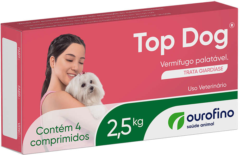 Vermifugo Ourofino Top Dog para Cães de até 2.5Kg - 4 Comprimidos