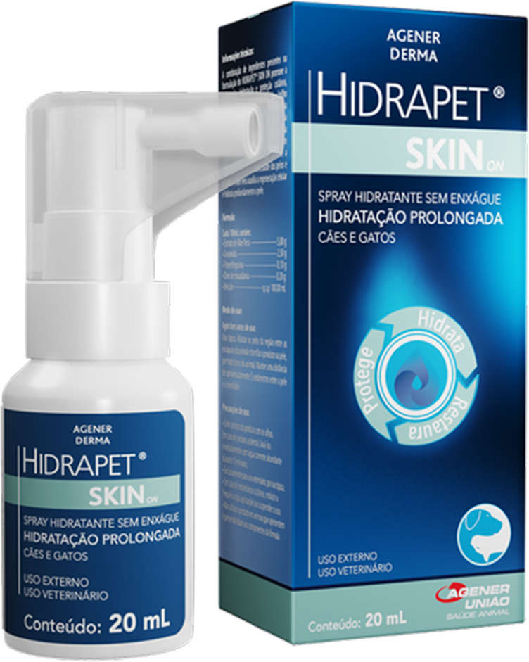 Spray Hidratante Hidrapet Skin On Agener União para Cães e Gatos - 20 mL