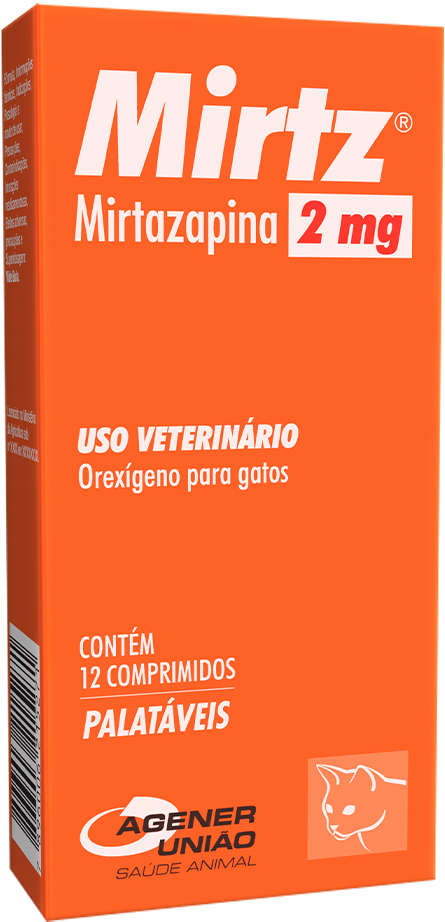 Orexígeno Mirtz Mirtazapina Agener União para Gatos - 12 Comprimidos