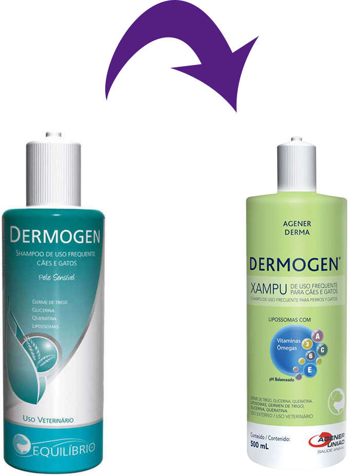 Shampoo Agener União Dermogen Equilíbrio para Cães e Gatos - 500 mL
