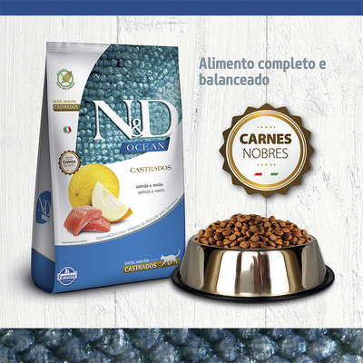 Ração Seca Farmina N&D Ocean Salmão e Melão para Gatos Adultos Castrados