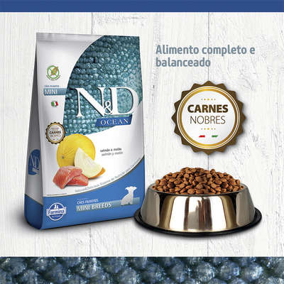 Ração Seca Farmina N&D Ocean Salmão e Melão para Cães Filhotes Raças Pequenas