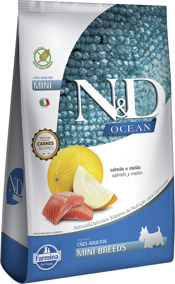 Ração Seca Farmina N&D Ocean Salmão e Melão para Cães Adultos Raças Pequenas - 2,5Kg