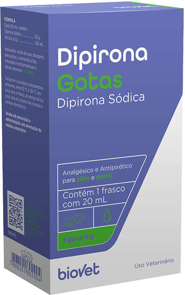 Analgésico Dipirona Biovet em Gotas - 20 mL